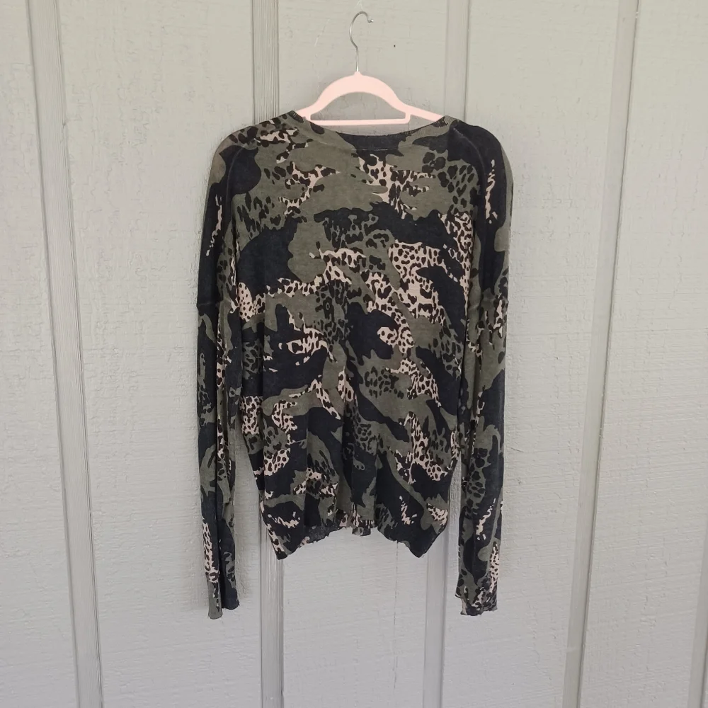 Zadig And Voltaire Brume Cp Cashmere Pullover Size M Camouflage Animal Printed - Picture 6 of 16